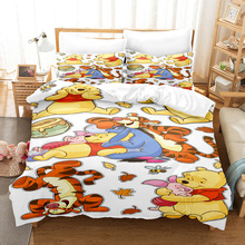 亚马逊卡通图片/米奇/维尼熊3d数码印花床上用品三件套外贸套件