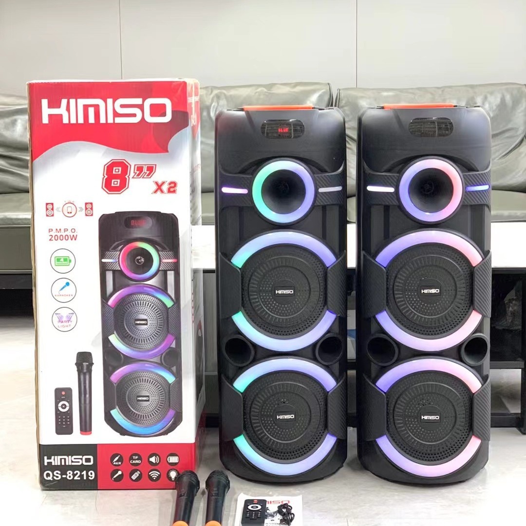 跨境双8寸大喇叭广场舞拉杆音响户外便携移动手提插卡音箱低音炮