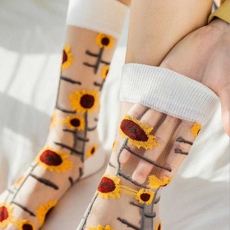 French Style Pearl Kanekalon Summer Trendy Socks Women's Thin Fresh All-Matching Spun Glass Crystal Socks One Piece Dropshipping