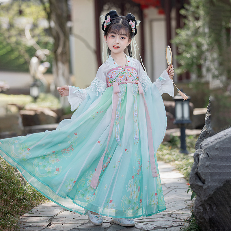 2023 Hanfu Girls' Autumn and Winter New Jacket and Dress Embroidery Children's Tang Costume Super Fairy Baby Ancient Costume Dress Wholesale