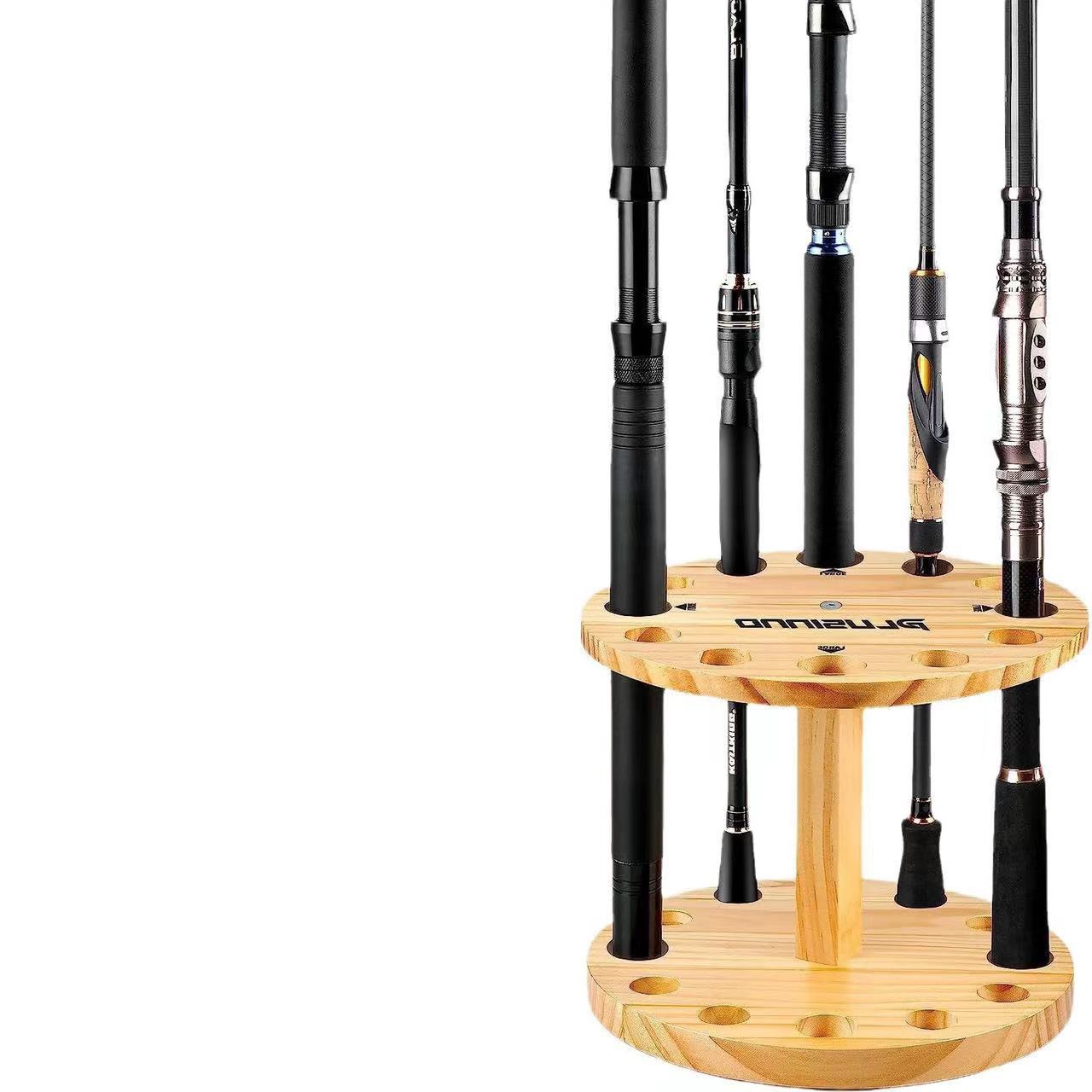 创意鱼竿收纳架圆形分格可旋转鱼竿架商用台球杆鱼竿陈列展示架