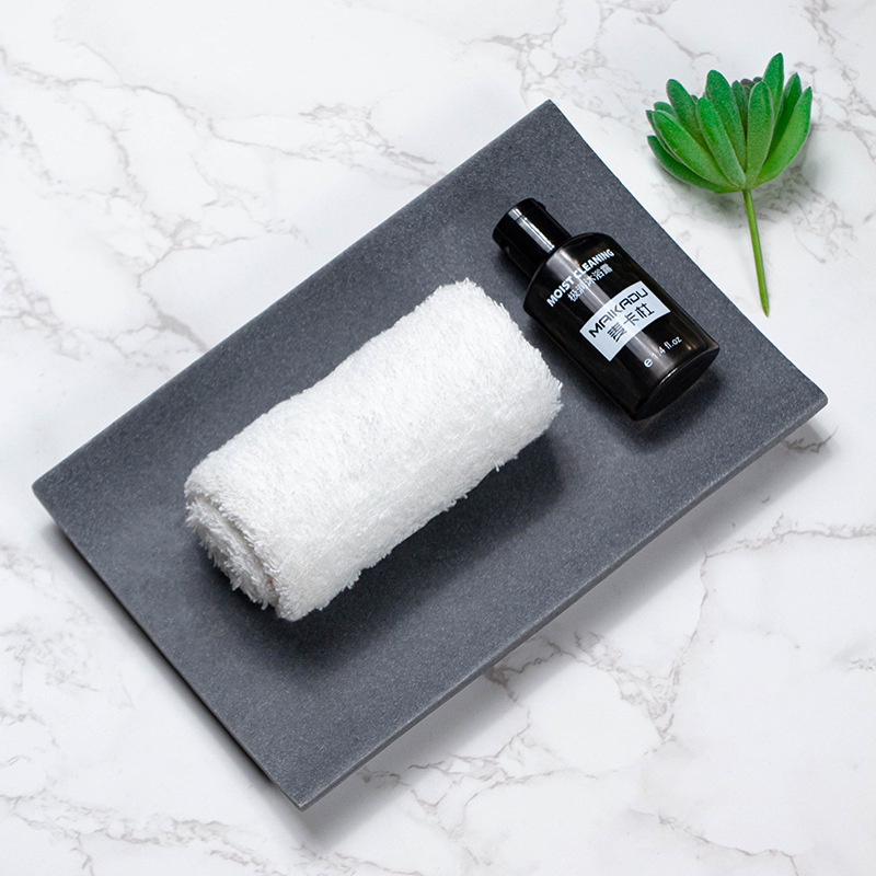 旅店宾馆毛巾碟 长方形酒店卫浴专用湿手巾小托盘 砂石磨砂毛巾托