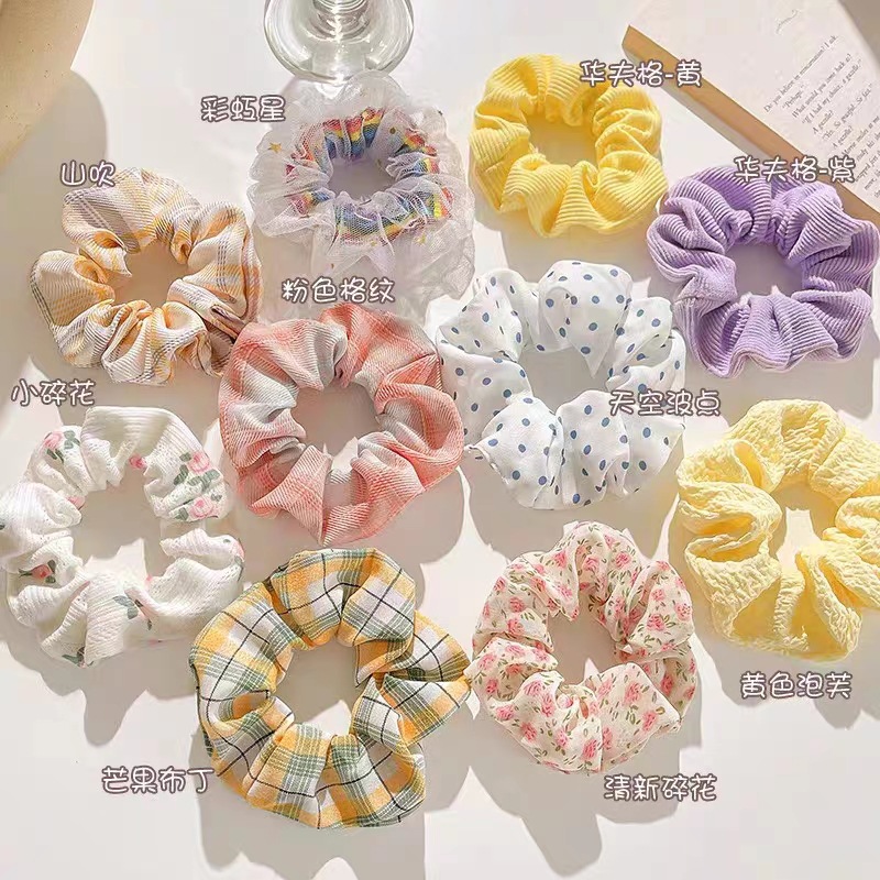 New Spring and Summer Korean Style Fabric Large Intestine Hair Ring Female Fresh Sweet Hair Rope Hair Band for Girls Hair Band Wholesale