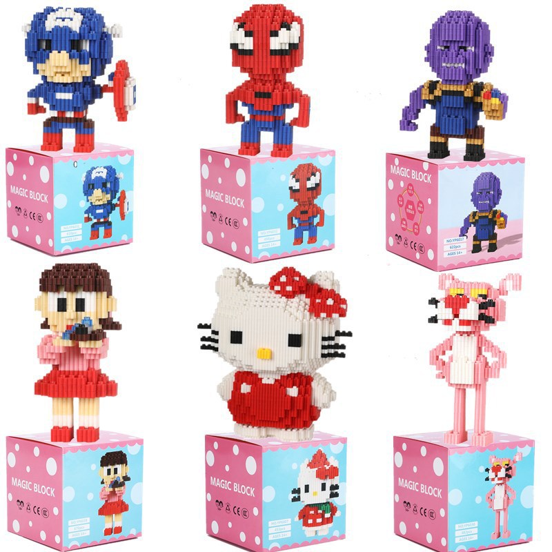 Children's Series Small Particle Building Blocks Educational Assembly Man and Woman Cartoon Small Box Toys Compatible with Lego Factory Wholesale