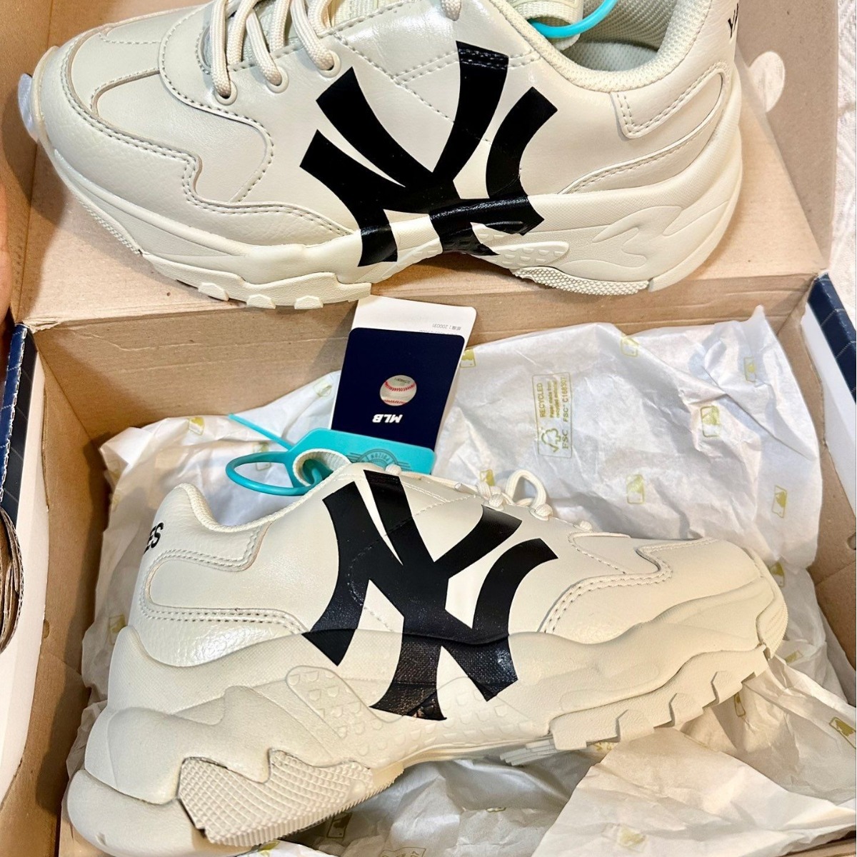 mlb老爹鞋ny简约百搭时尚运动鞋男女情侣厚底增高休闲鞋2023新款