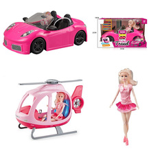 跨境儿童女孩过家家玩具卡通飞机直升机 仿真萝莉跑车模型批发