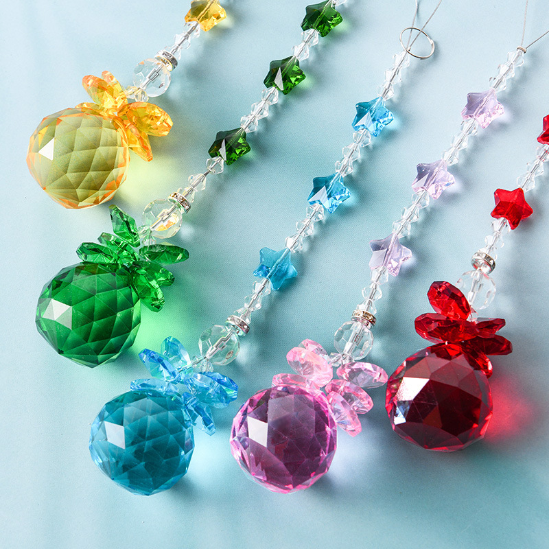 亚马逊 k9水晶灯饰球八角球挂件彩色珠挂饰diy水晶饰品挂饰品挂坠