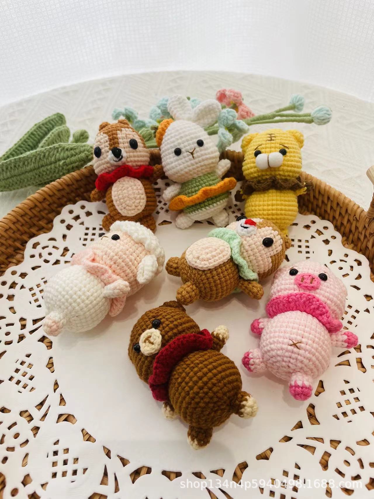 手工编织芭蕾舞系列玩偶挂件毛线钩织小动物钥匙链 包挂饰成品批