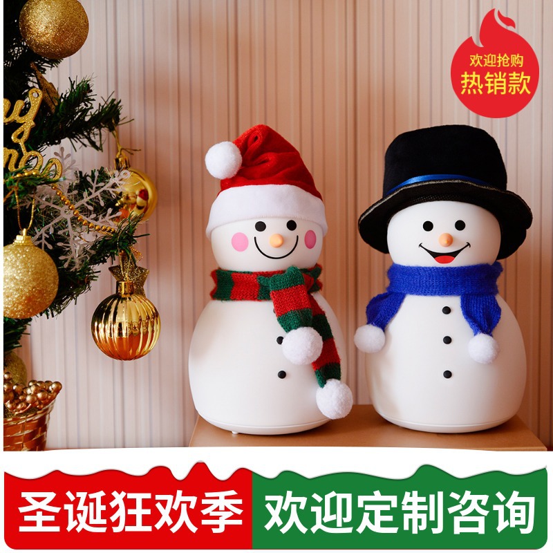Snowman Christmas Gift USB Silicone Light Cross-Border Snowman Decoration Bedside Lamp Led Colorful Gradient Small Night Lamp