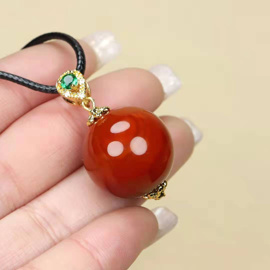 红玛瑙圆珠吊坠 女款锁骨链项链批发