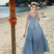 Women's Dresses海滩度假风绑带吊带连衣裙女夏季新款小众宽松休