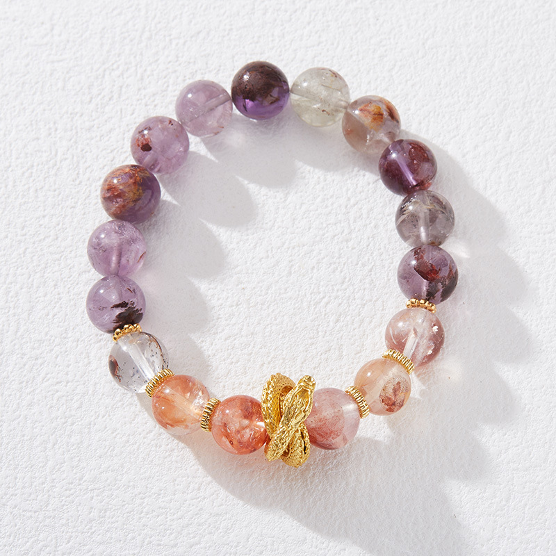 nine purple open fire dragon turn over， auspicious and lucky yao panlong design lucky bracelet purple ghost red sealant flower bracelet