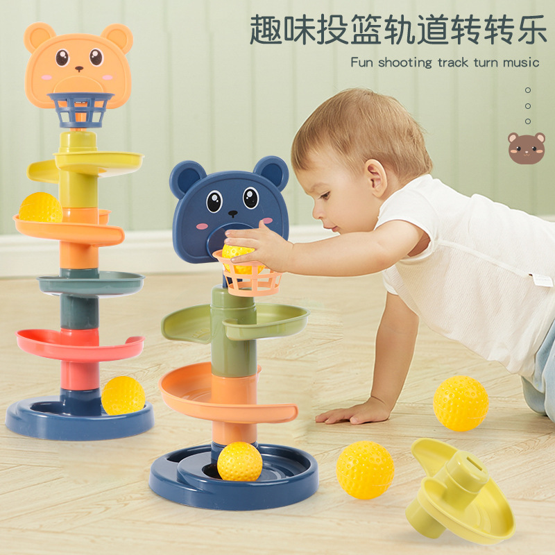 Children's Fun Track Skating Ball Jenga Parent-Child Interactive Shooting Rotary Table Baby Early Childhood Educational Toys Wholesale