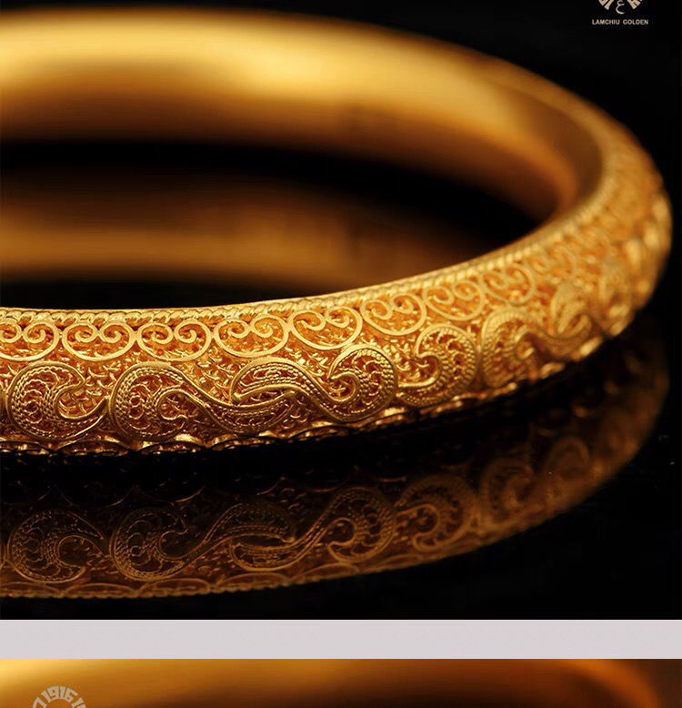 香港免税古法花丝手镯越南沙金镂空女手环久不掉色