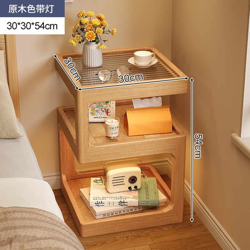 Bedside Supporter Solid Wood Bedroom New Bedside Table Substitute Log Extremely Narrow Bedside Locker Storage Cabinet