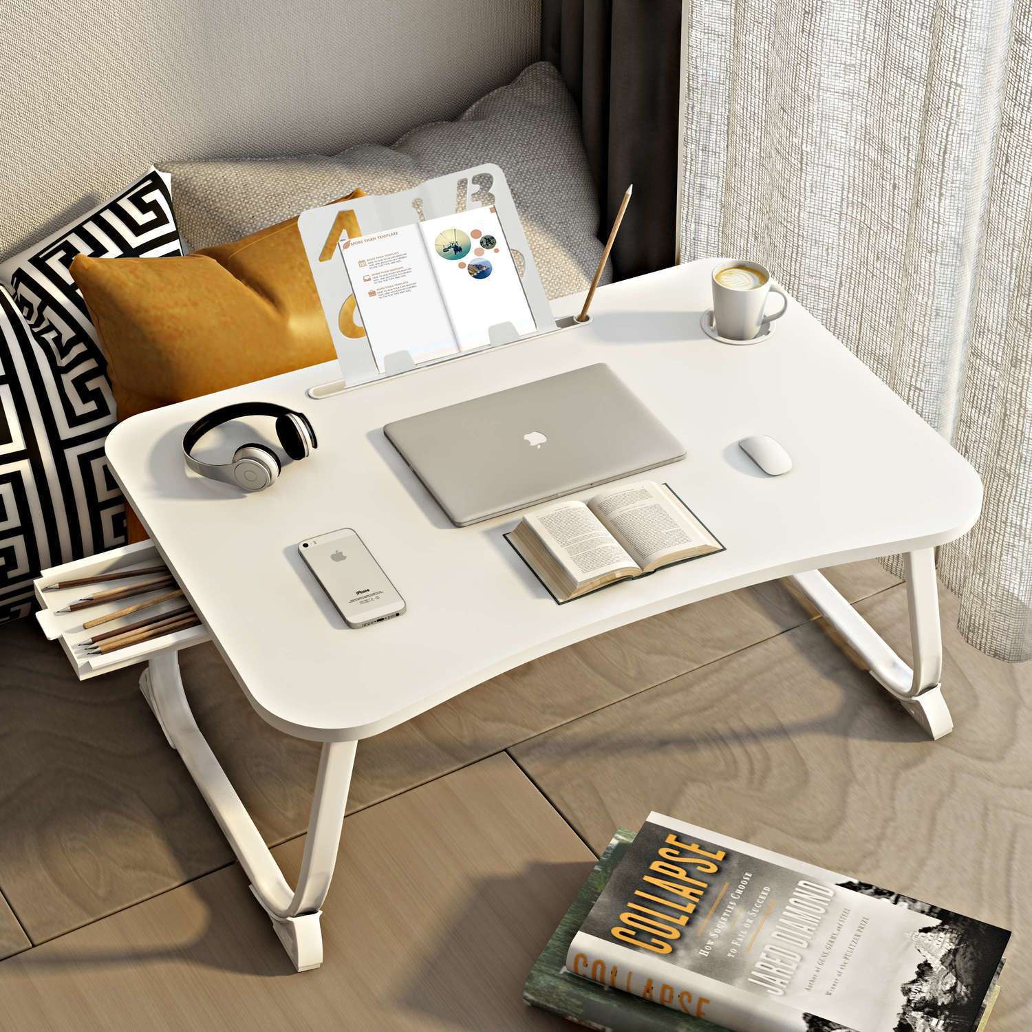 加高床上书桌折叠小桌子笔记本电脑桌宿舍简约多功能学生学习书桌