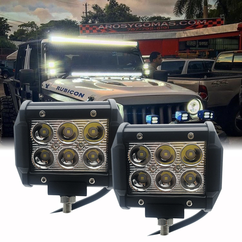 汽车射灯 工作灯6led 18w 越野车改装辅助检修灯探照灯12-24v