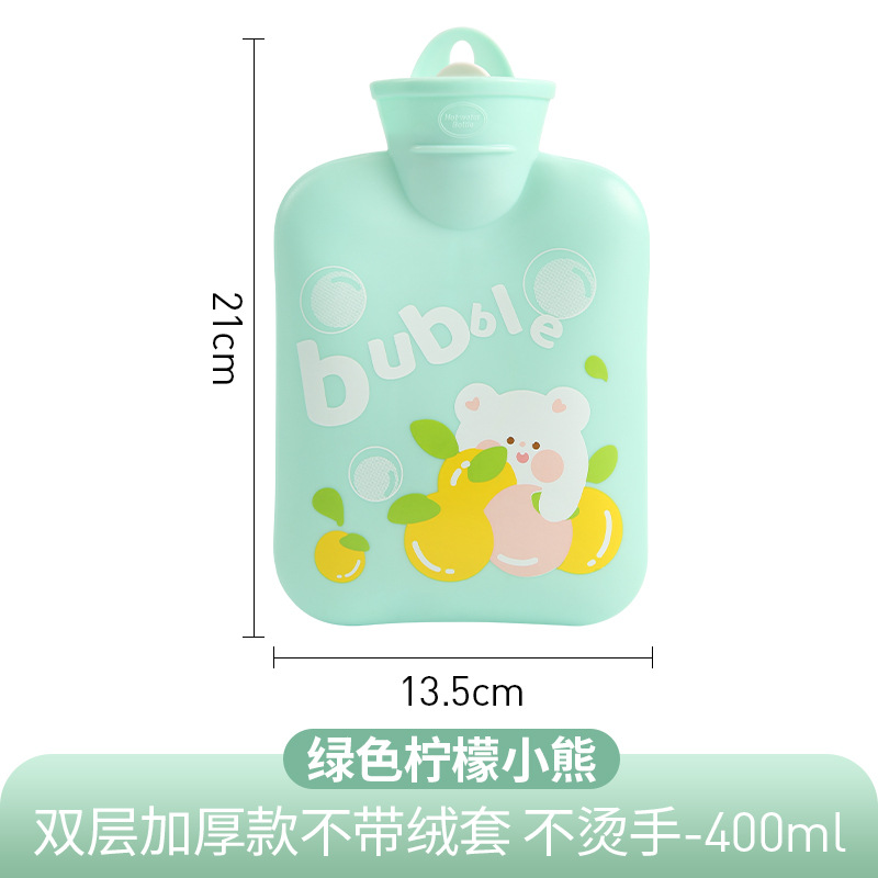 Hot Water Bag Water Injection Hot Water Bottle Women's Small Mini Irrigation Large Cute Hot Water Bag Plush Rubber Thickened