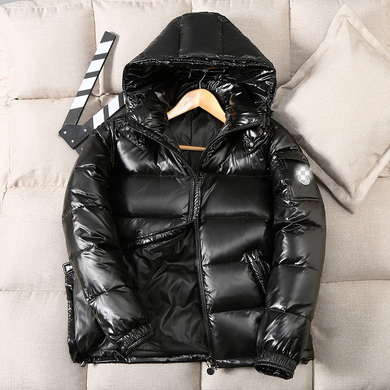 new down jacket men‘s short korean style fashion shiny surface wash-free thickened warm hooded couple winter trendy coat