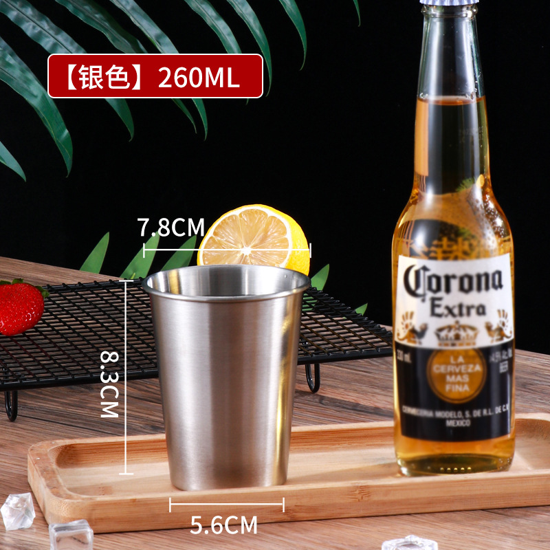 304 Stainless Steel Beer Jar Ins Industrial Wine Glass Curling Single Layer Water Cup Cup Customized Cold Drink Milky Tea Cup