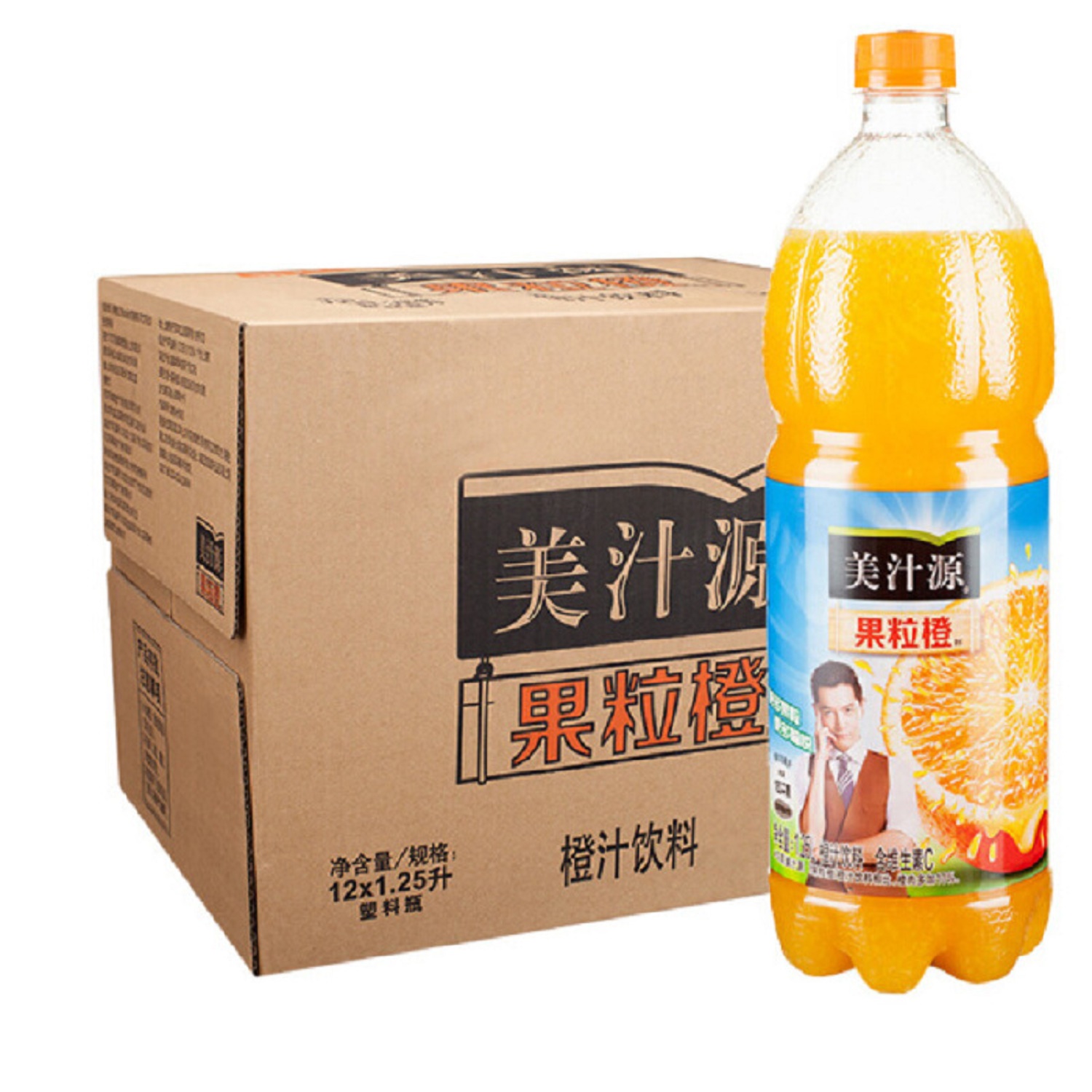 ii美汁源果粒橙橙汁饮料1.25l*12瓶/件
