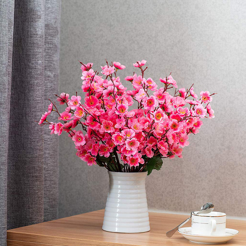 仿真花桃花把束家居装饰插花仿真樱花枝人造客厅落地摆件绢花花艺