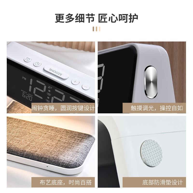 2023 New Perpetual Calendar Wireless Charger Table Lamp with Clock Night Light Bedside Lamp Alarm Clock Multifunctional Modern Bedroom