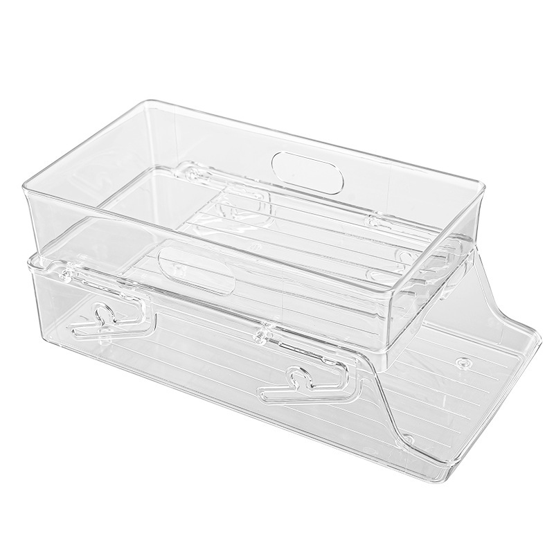 Beer Cola Refrigerator Storage Box Transparent Double-Layer Pet Rolling Beverage Storage Box Household Easy Pull