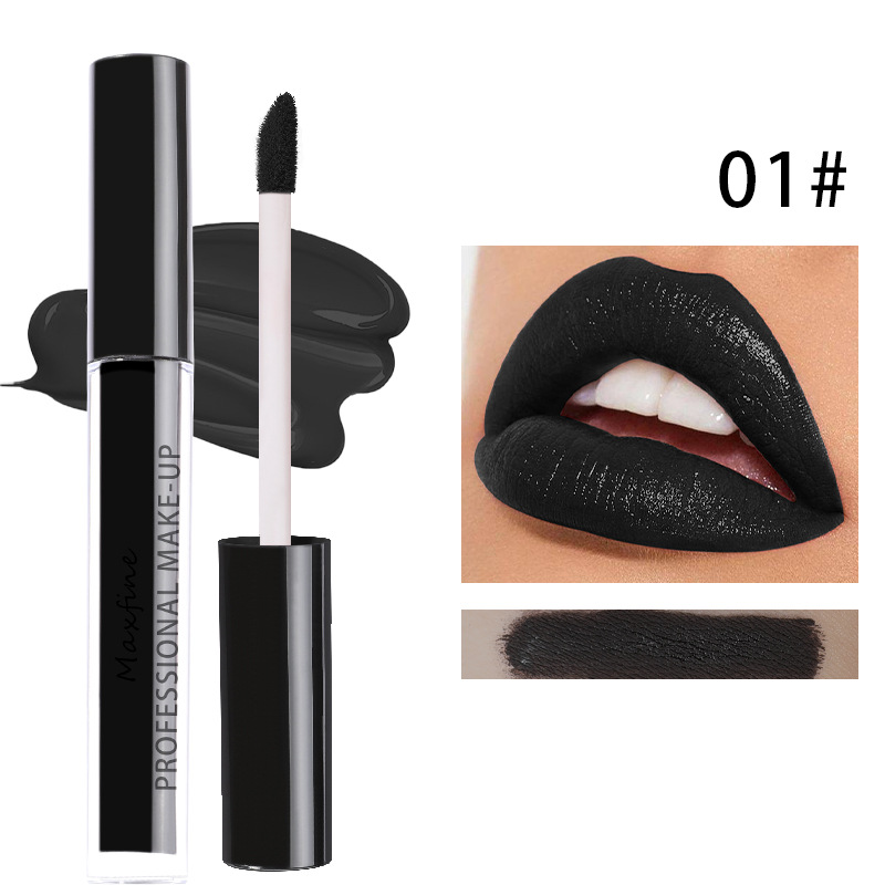 Cross-Border Makeup Maxfine Halloween Lip Lacquer Lipstick Wholesale without Logo No Stain on Cup Waterproof Smear-Proof Foreign Trade