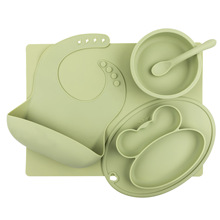 婴童用品硅胶餐垫擀面垫五件套桌垫围兜辅食碗吸盘勺子批发直销