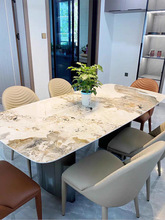 A4L意式极简岩板餐桌椅组合大小户型家用轻奢长方形餐台