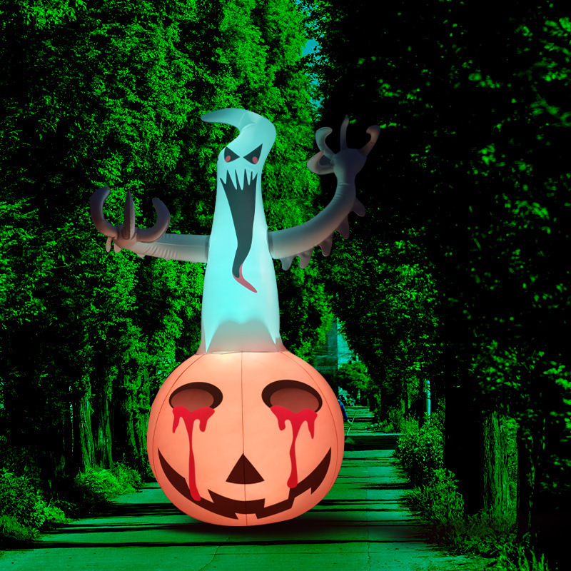 Cross-Border in Stock Halloween Inflation Model Horror Pumpkin Head Ghostwhite Ghost Decoration Garden Layout Props