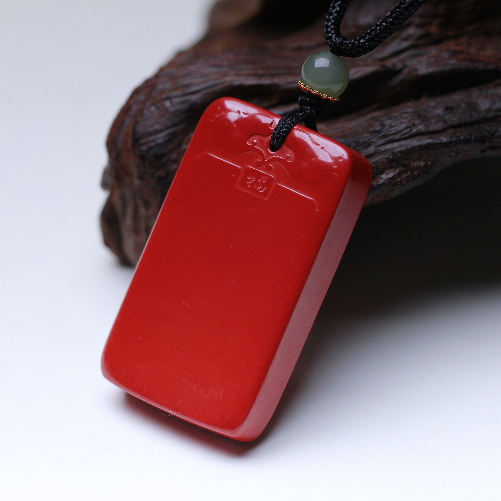 朱砂无事牌吊坠搭配天然和田玉烟灰圆珠送礼男女款时尚毛衣链挂件