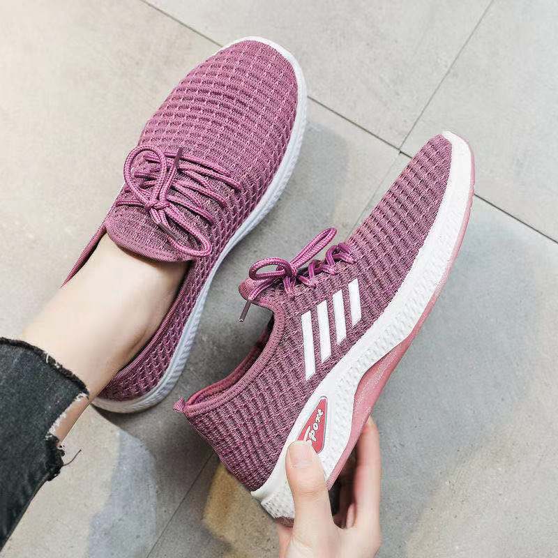 2023 New Sports Shoes Women's Breathable Mom Shoes Summer Soft Bottom Korean Style Low-Top Casual Flying Woven Old Beijing Cloth Shoes