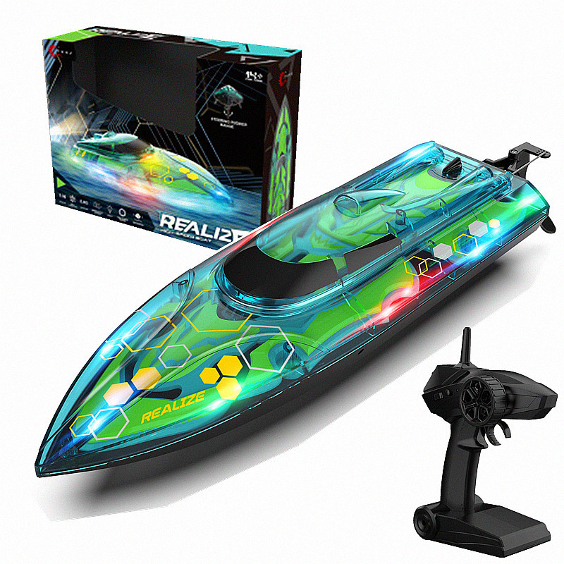 4g透明灯光遥控高速船电动快艇充电模型竞速赛艇儿童玩具-阿里巴巴