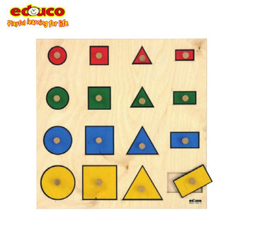 荷兰educo几何图形嵌板游戏益智拼图幼儿园教具几何-