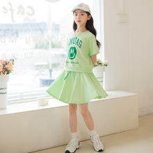 童装女童套装T恤裙子两件套 2023夏装韩版女孩衣服中大童运动套装
