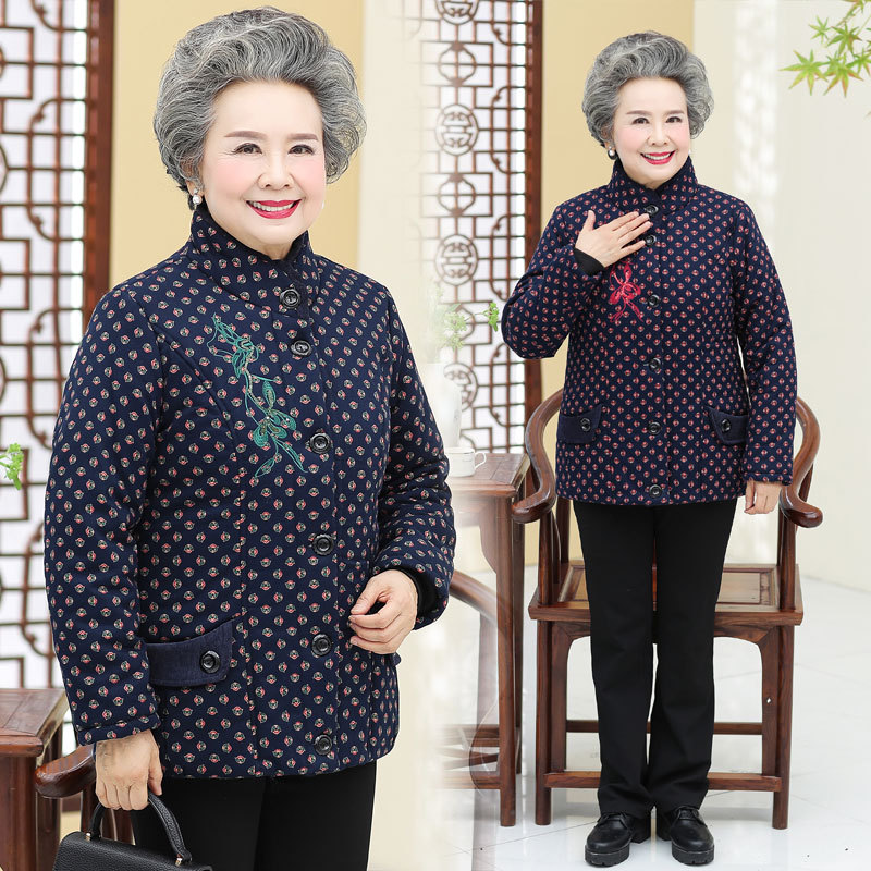 中老年人冬装女奶奶棉衣加绒60-70-80岁妈妈装棉袄太太衣服厚外套