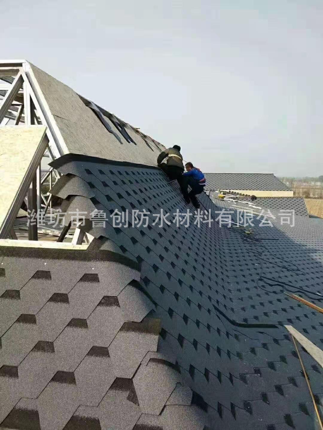 彩色玻纤胎沥青瓦 油毡瓦 马赛克型 标准型 屋面用防水防潮材料