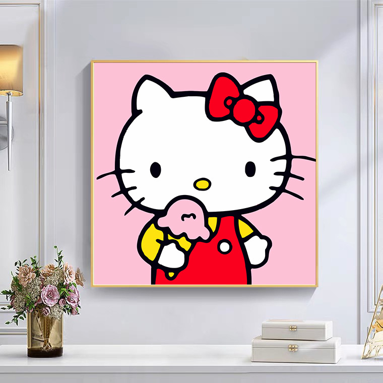 20*20厂家批发儿童diy数字油画填充涂色卡通凯蒂猫填色画手工画