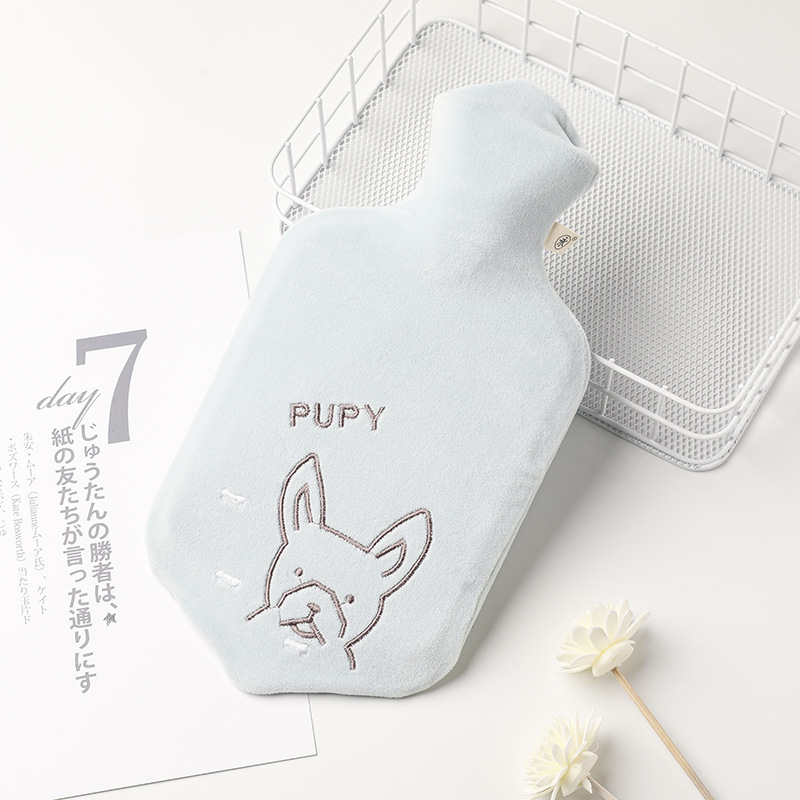 Cross-Border Supply Plush Hot Water Bag Water Injection Hot Water Bottle Rubber Explosion-Proof Warm Belly Hot Compress Cartoon Plush Hot Water Bag
