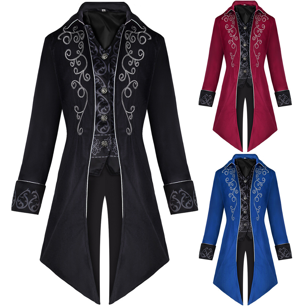 燕尾服cos服中世纪复古服装中长朋克男款万圣节cosplay礼服演出服