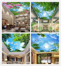 3d客厅卧室房顶墙纸蓝天白云天花板壁纸棚顶欧式酒店天空吊顶壁画