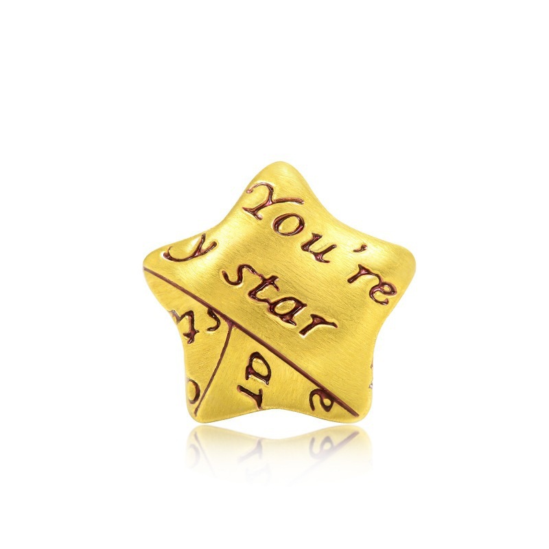 3d仿金运转珠 幸运星手链串珠黄金lucky字母吊坠项链 饰品批发
