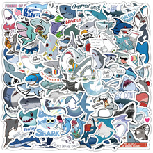 100张跨境新款小鲨鱼贴纸 卡通可爱海洋动物手账贴手机装饰贴画