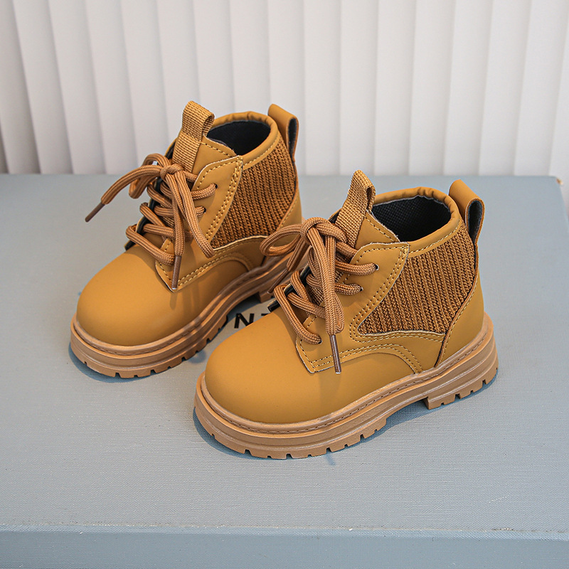 儿童马丁靴潮外贸2024秋冬新款男童帅气皮靴中小童单靴女童休闲靴