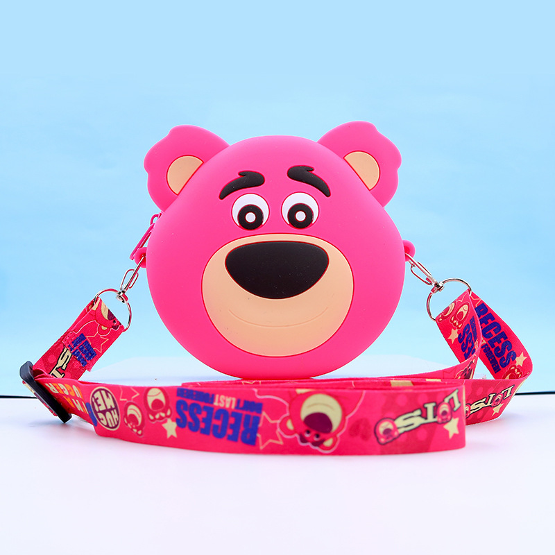 Popular Strawberry Bear Bag Cartoon Children's Silicone Bag Cute Crossbody Shoulder Bag Girls' Coin Purse Western Style