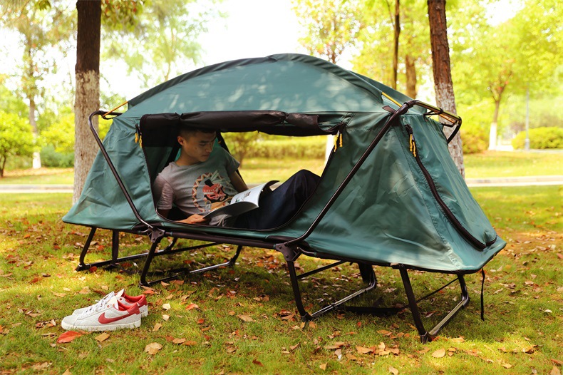厂家直供户外双人帐篷防暴雨离地防晒野营必备钓鱼便携式人帐篷