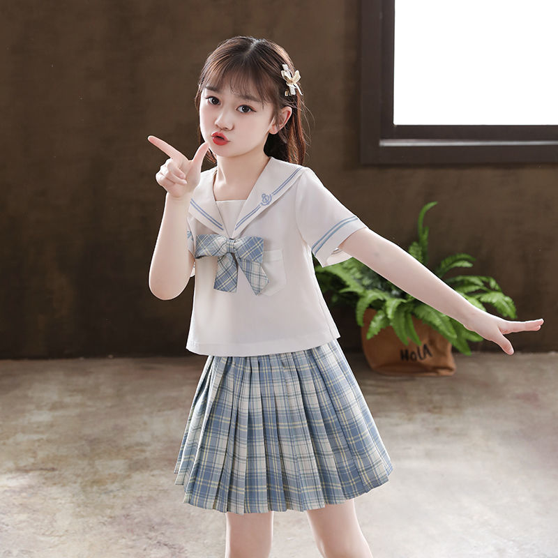女童jk套装夏装2021新款洋气网红童装女孩学院风儿童套裙两件套潮