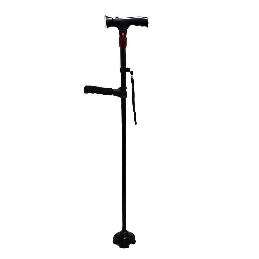 可伸缩拐杖折叠便携袋拐棍老人手杖防滑铝合金带灯多功能助行拐仗